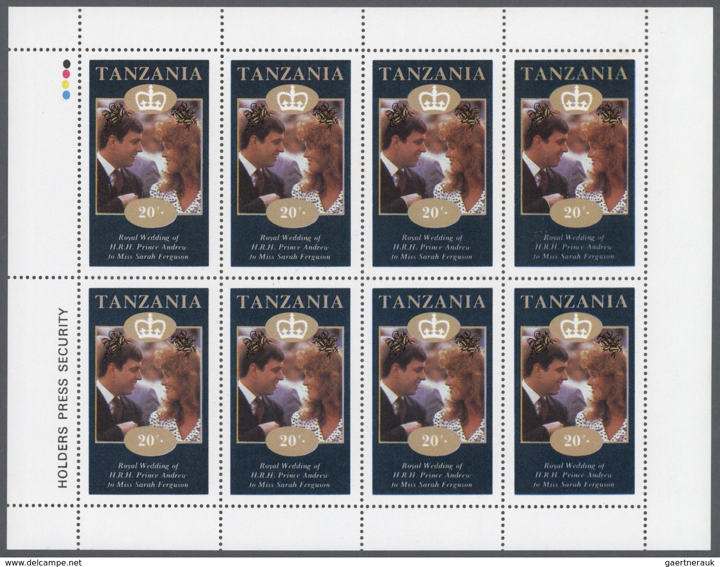 Tansania: 1986, Royal Wedding, 12 Sets Of Mini Sheets And 39 Copies Of Souvenir Sheet (30s./90s.), U - Kenya, Uganda & Tanzania