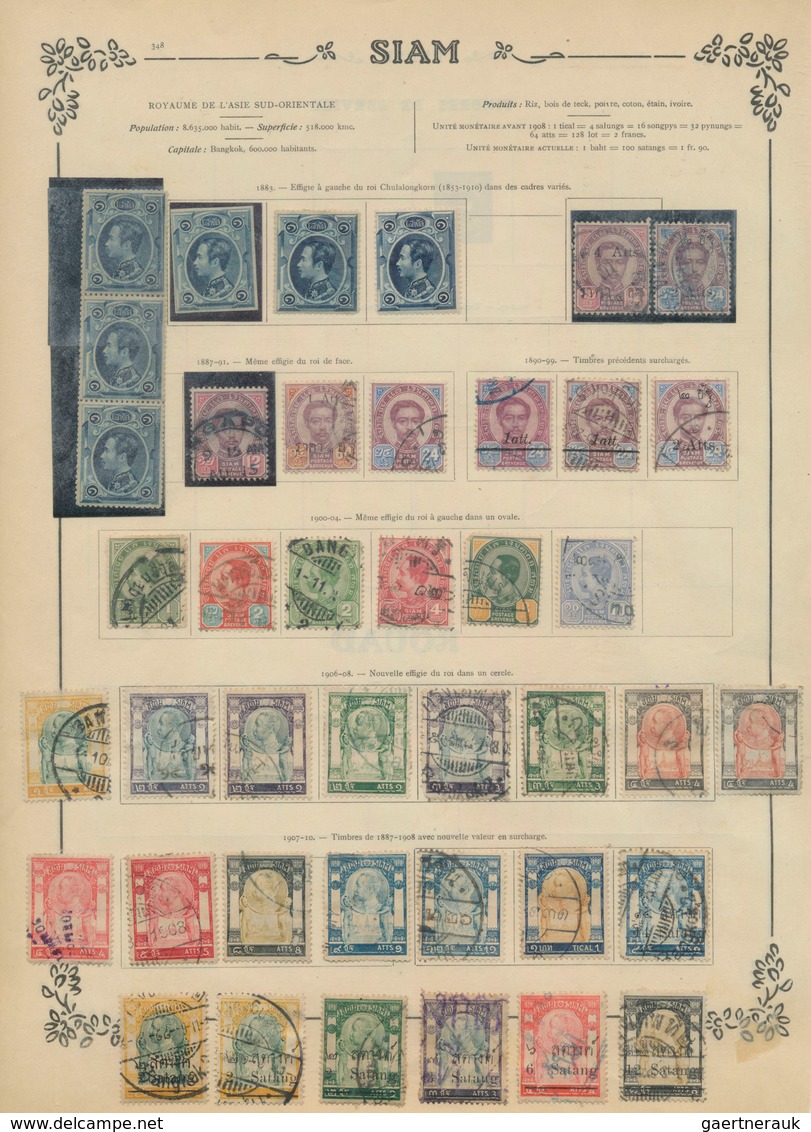 Thailand: 1883/1926, Collection On Six Old Album Pages, With Many Surcharged Issues. - Thailand