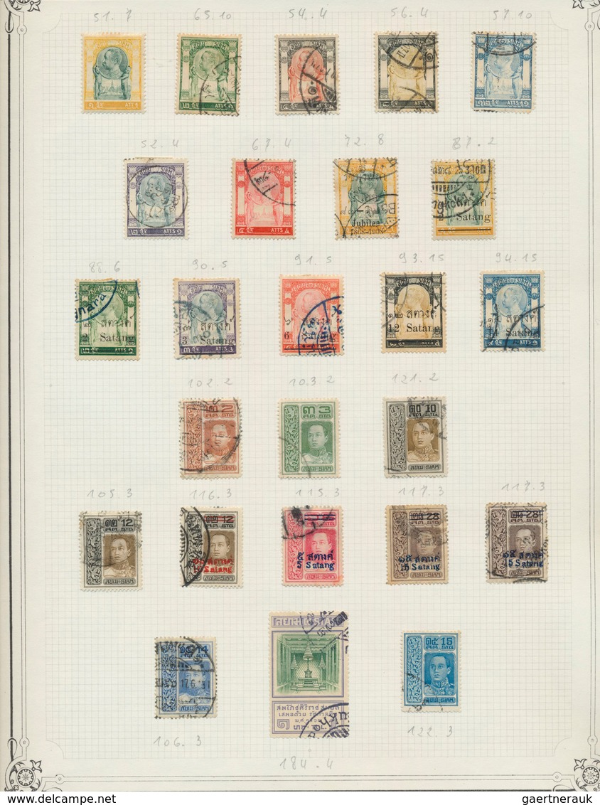 Thailand: 1883/1926, Collection On Six Old Album Pages, With Many Surcharged Issues. - Thailand