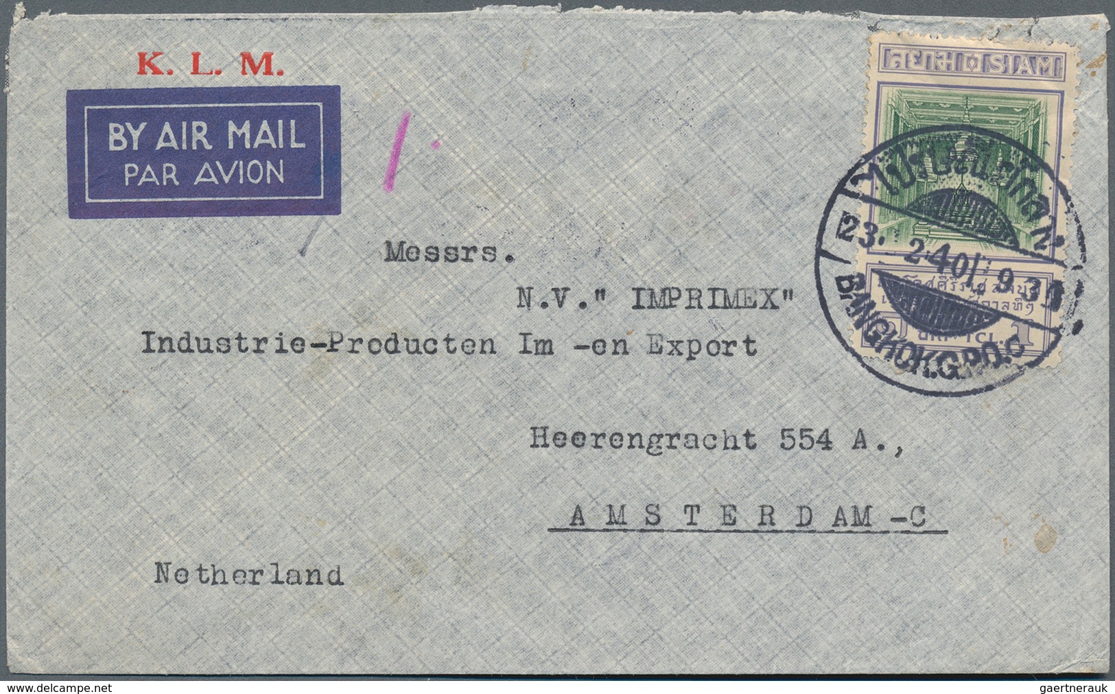 Thailand: 1936/49, 7 Airmail Covers To Holland, Germany And Switzerland Through K.L.M., Including Sp - Thailand