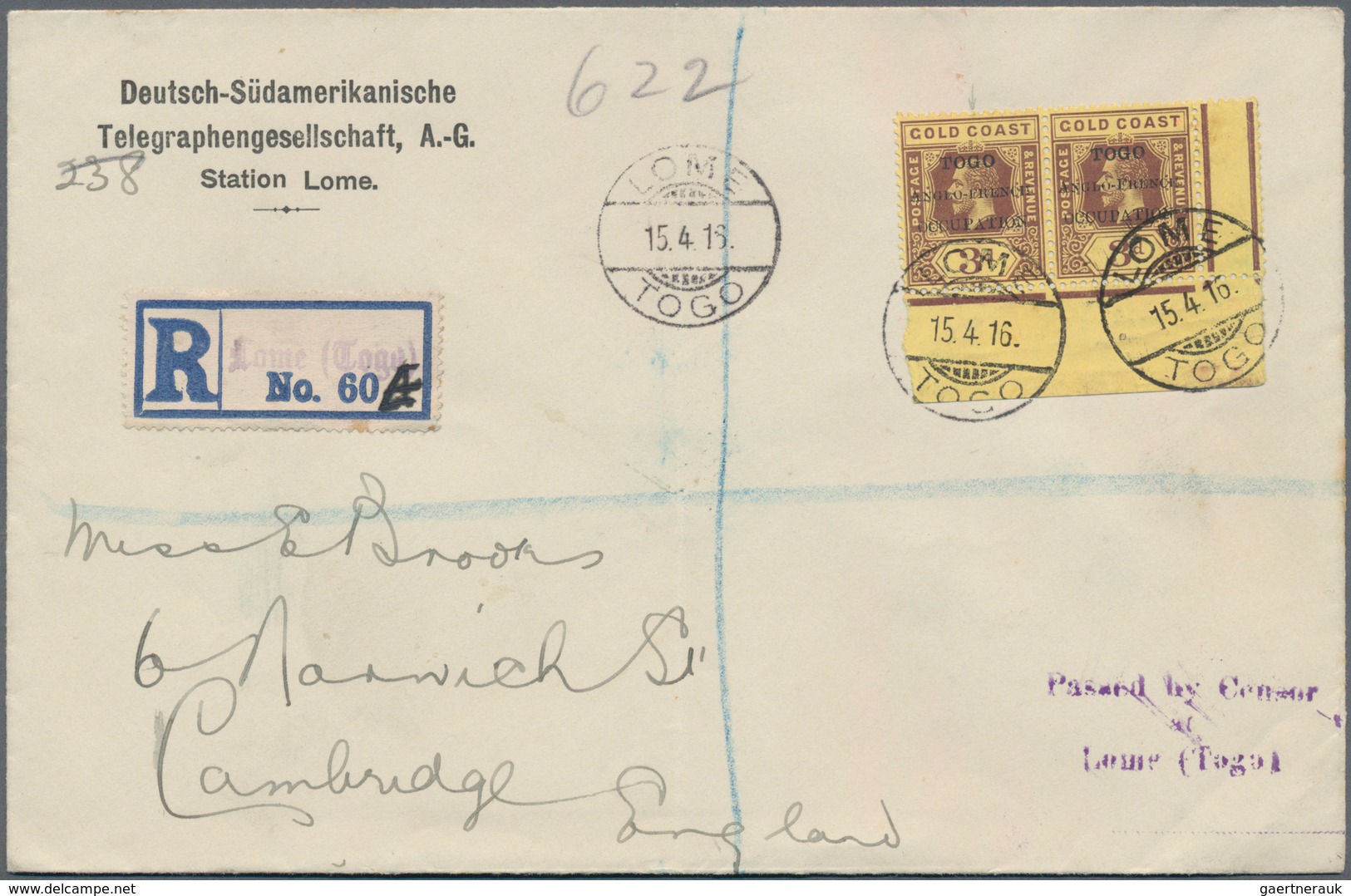 Togo: 1915/1920, Lot With Ten Covers And Card Incl. Seven Registered Covers, All With Old German Can - Togo (1960-...)