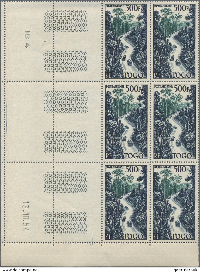 Togo: 1954, Jungle Development 500fr. ‚street Through The Jungle‘ In A Lot With 80 Stamps In Blocks/ - Togo (1960-...)