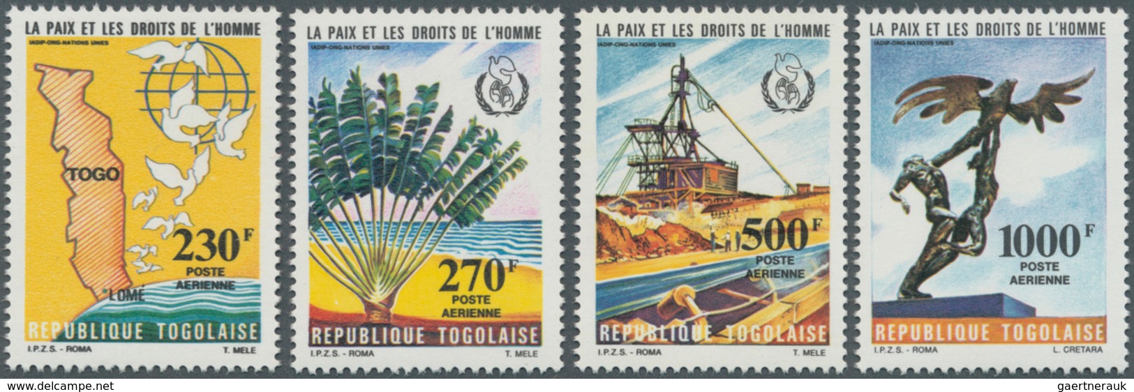 Togo: 1985, Peace And Human Rights Set Of Four In A Lot With 2.175 Complete Sets Mostly In Sheets Of - Togo (1960-...)