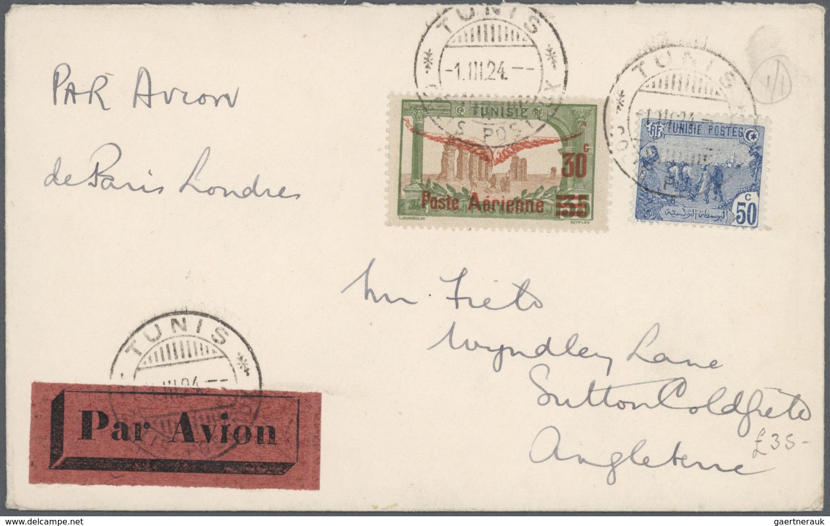 Tunesien: 1855/1930 (ca.), unusual accumulation with 16 covers and used postal stationeries with man