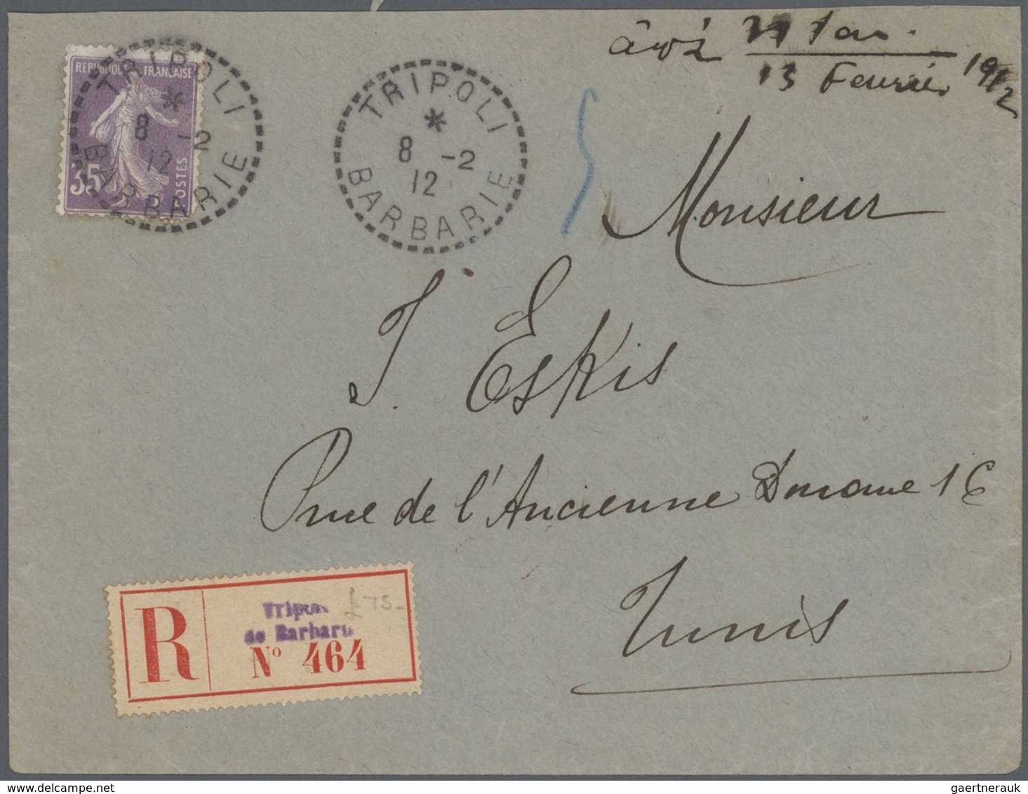 Tunesien: 1855/1930 (ca.), unusual accumulation with 16 covers and used postal stationeries with man