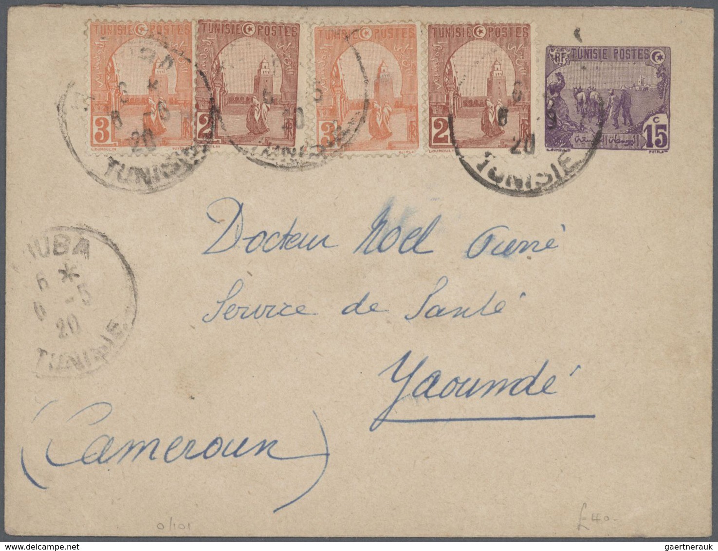 Tunesien: 1855/1930 (ca.), unusual accumulation with 16 covers and used postal stationeries with man