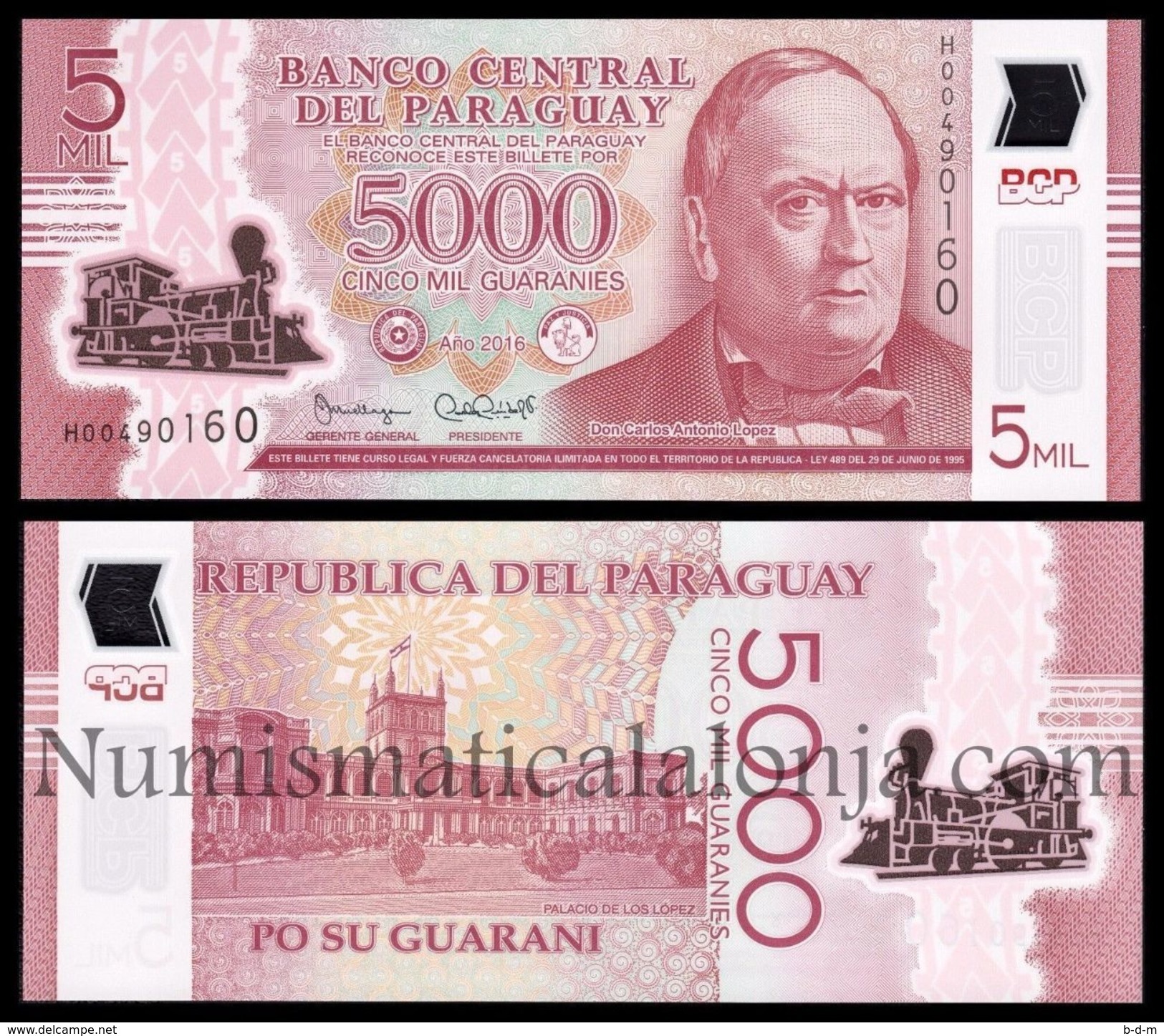 Paraguay 5000 Guaraníes 2016 (2017) Pick New 234b Polymer SC UNC - Paraguay