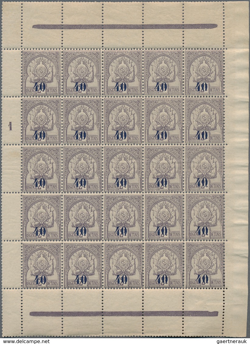 Tunesien: 1908, Coat Of Arms Of The Protectorate 2fr. Grey-violet Surcharged ‚40‘ (cent) In Blue In - Brieven En Documenten