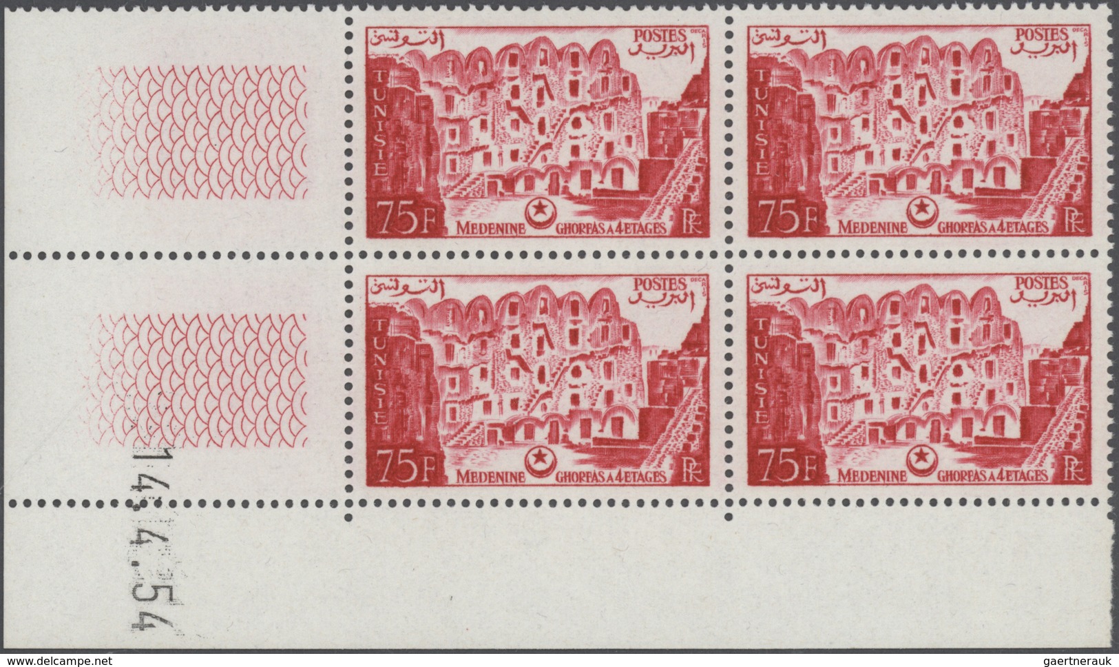 Tunesien: 1945/1968 (ca.), Accumulation In Stockbook With Many BLOCKS Of Four Incl. Many With Printi - Briefe U. Dokumente