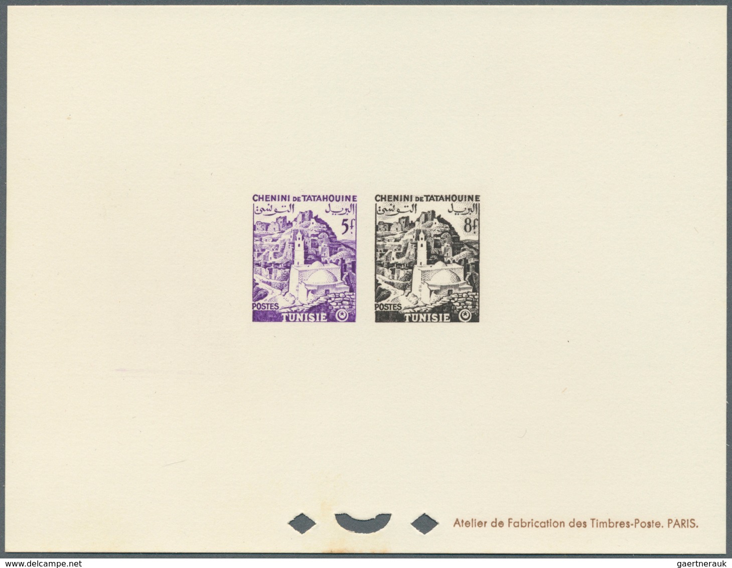 Tunesien: 1956, Definitves "Tourism" (Views o Tunisia), 50c. to 75fr., set of 17 epreuve de luxe and