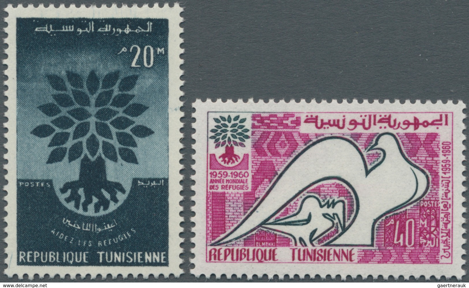 Tunesien: 1960, World Refugee Year Complete Set Of Two In A Lot With About 800 Sets Mostly In Larger - Briefe U. Dokumente