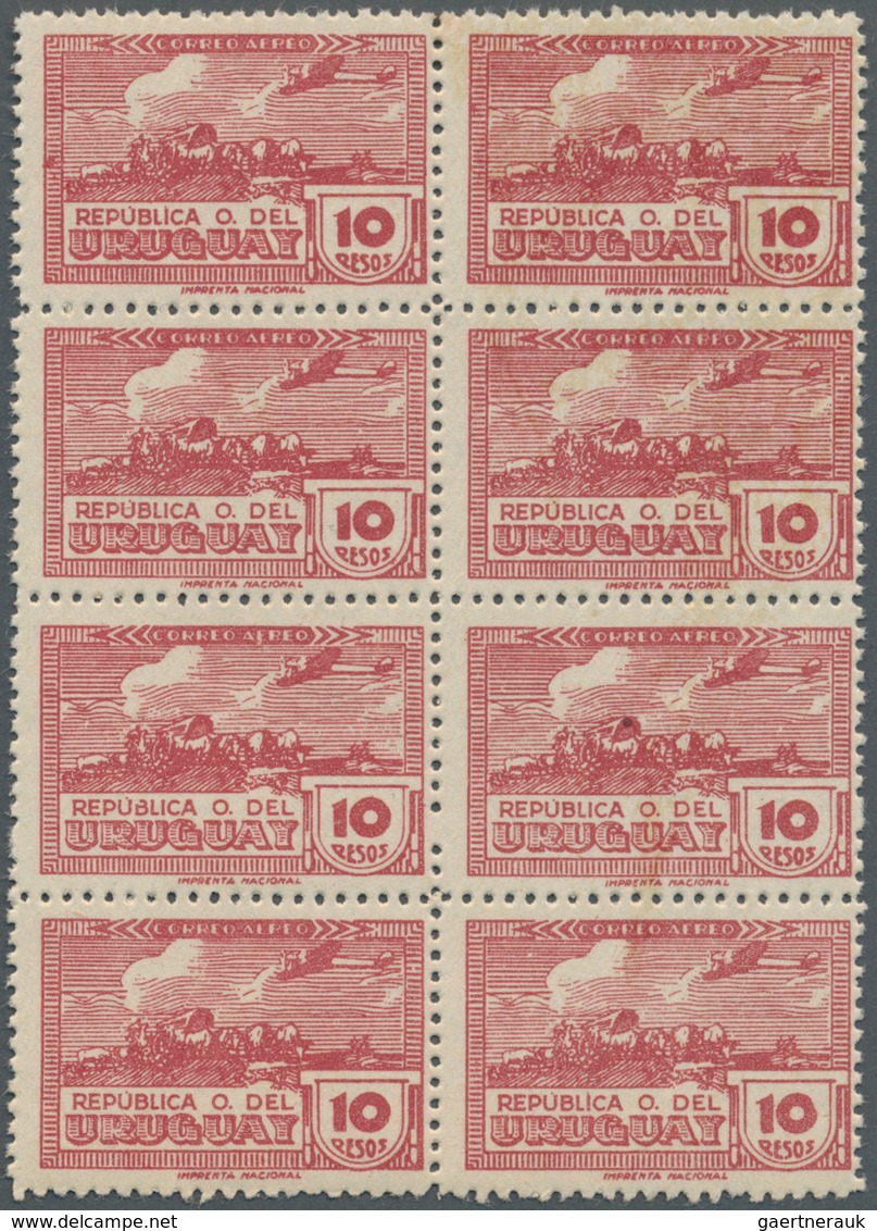 Uruguay: 1939/1944, Airmails ‚airplane Over Bullock Carriage‘ Complete Set Of 13 In A Lot With 30 Se - Uruguay