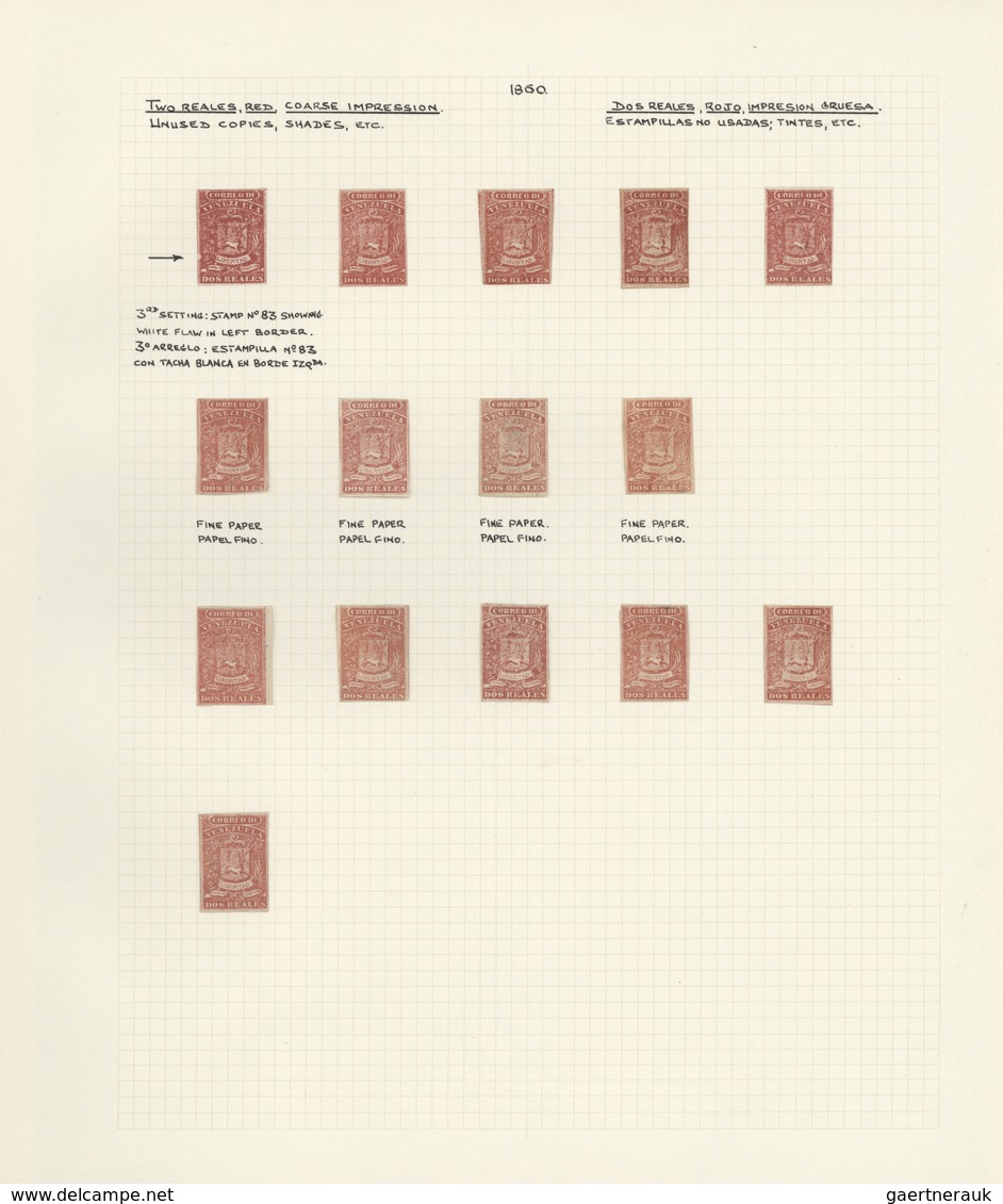 Venezuela: 1859/1860, Specialised Collection Of The 2r. Red Coarse Impression, Neatly Mounted On Wri - Venezuela