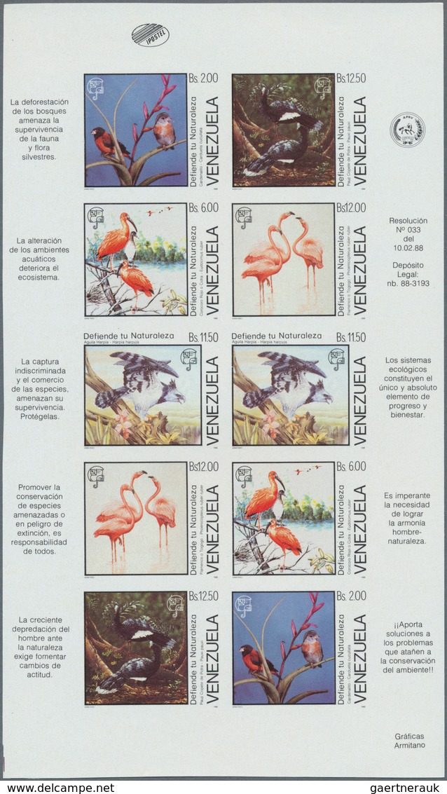 Venezuela: 1987/1988, Seven Imperforated Mini Sheets Without Gum. Included Thematics Are Christmar, - Venezuela