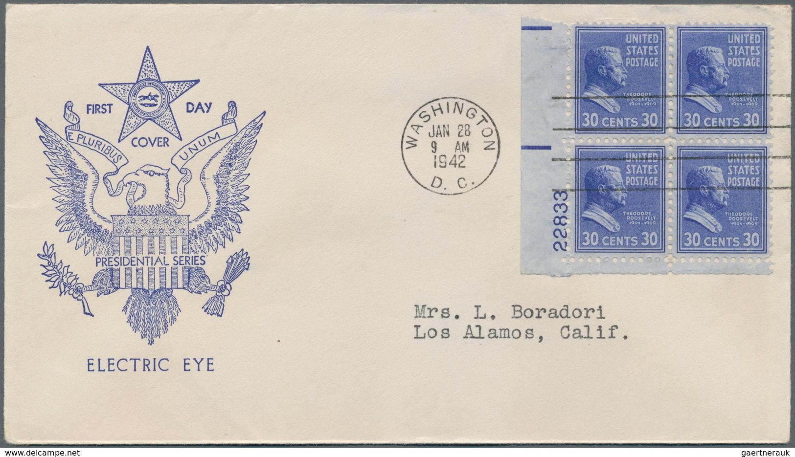 Vereinigte Staaten von Amerika: 1941/1942: 116 good FDC, many Plate Blocks, all FDC are with Borders