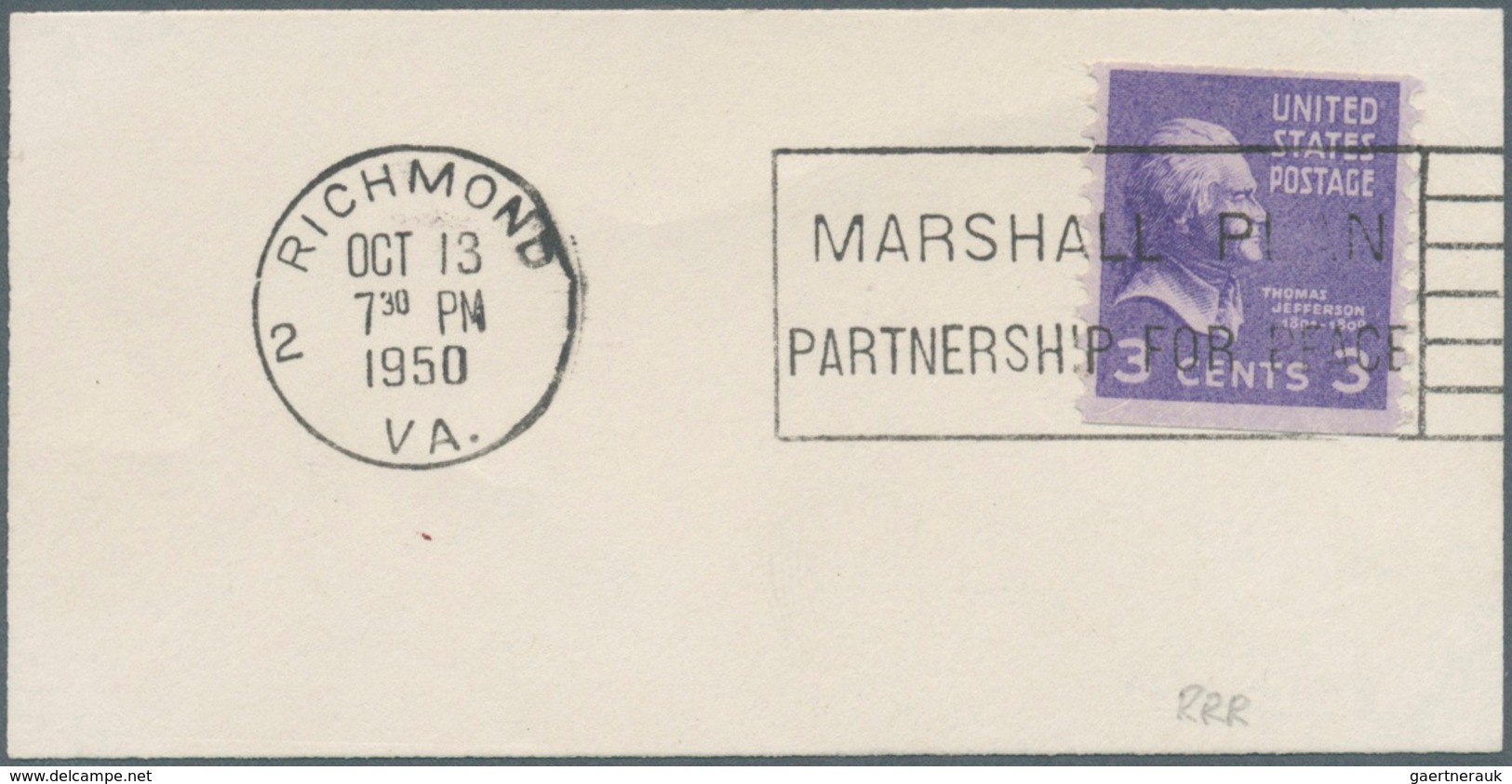 Vereinigte Staaten Von Amerika - Stempel: 1950, USA / MARSHALL-PLAN / PARTNERSHIP FOR PEACE, Sonders - Postal History