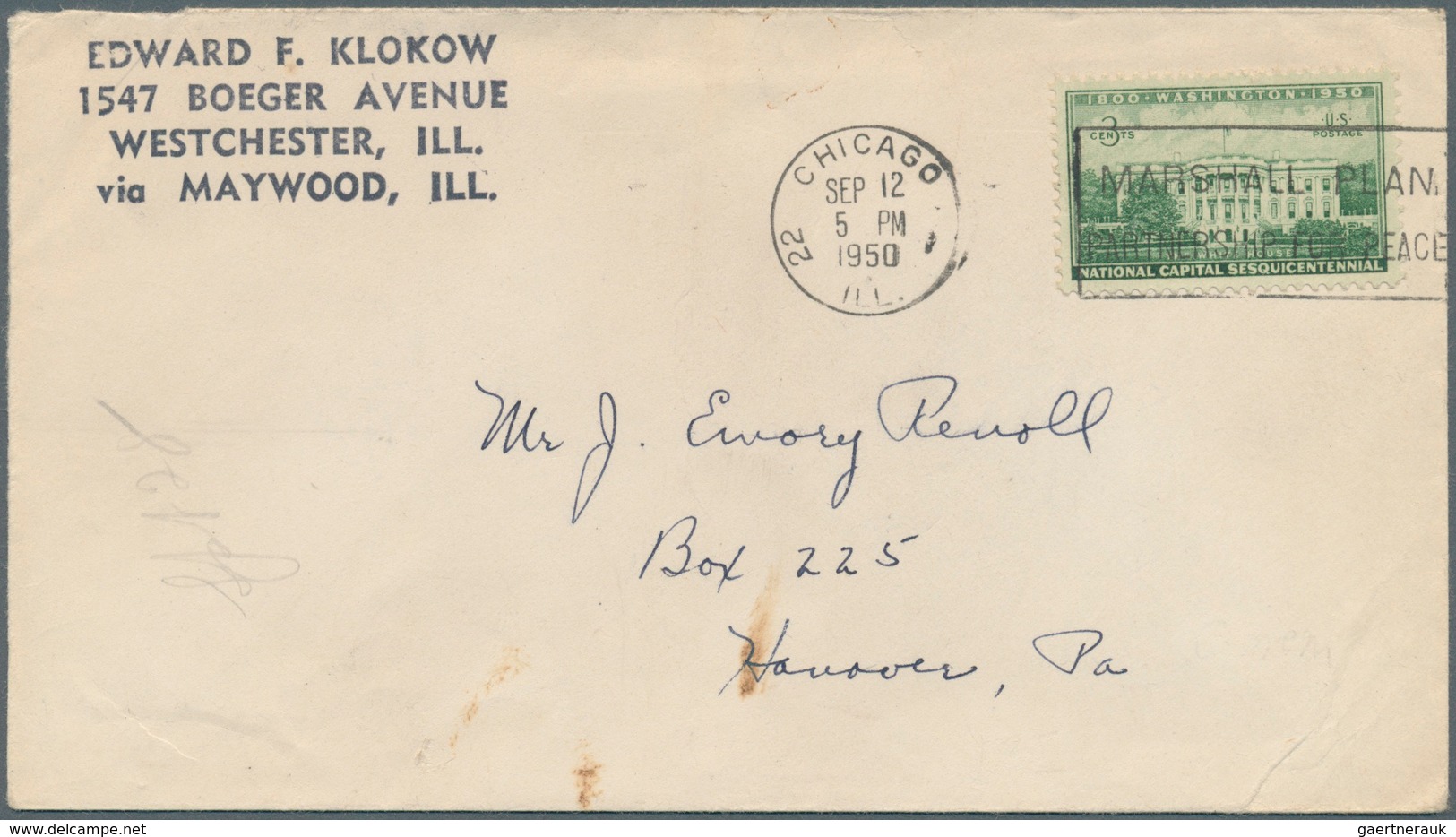 Vereinigte Staaten Von Amerika - Stempel: 1950, USA / MARSHALL-PLAN / PARTNERSHIP FOR PEACE, Sonders - Postal History