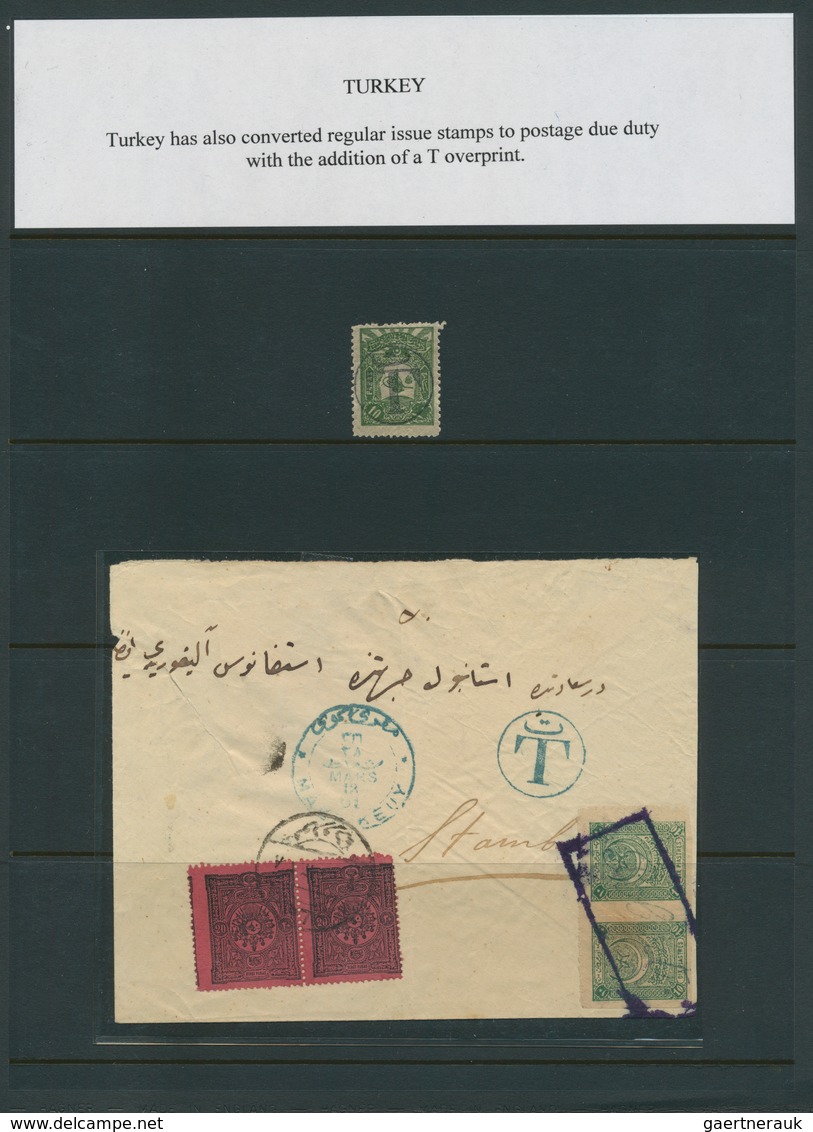 Alle Welt: 1890/1960 (ca.) A scarce worldwide POSTAGE DUE / TAX exhibition-collection in three album