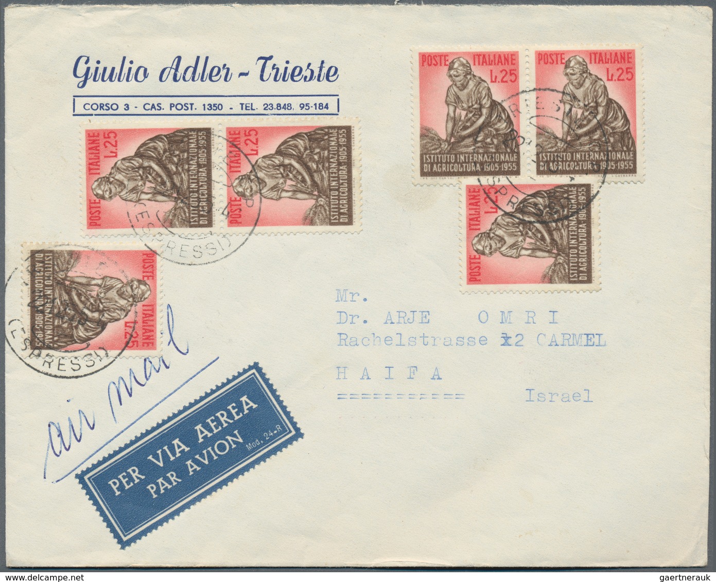 Alle Welt: 1950/1980 (ca.), correspondence to ISRAEL, lot of apprx. 160 covers incoming from Switzer