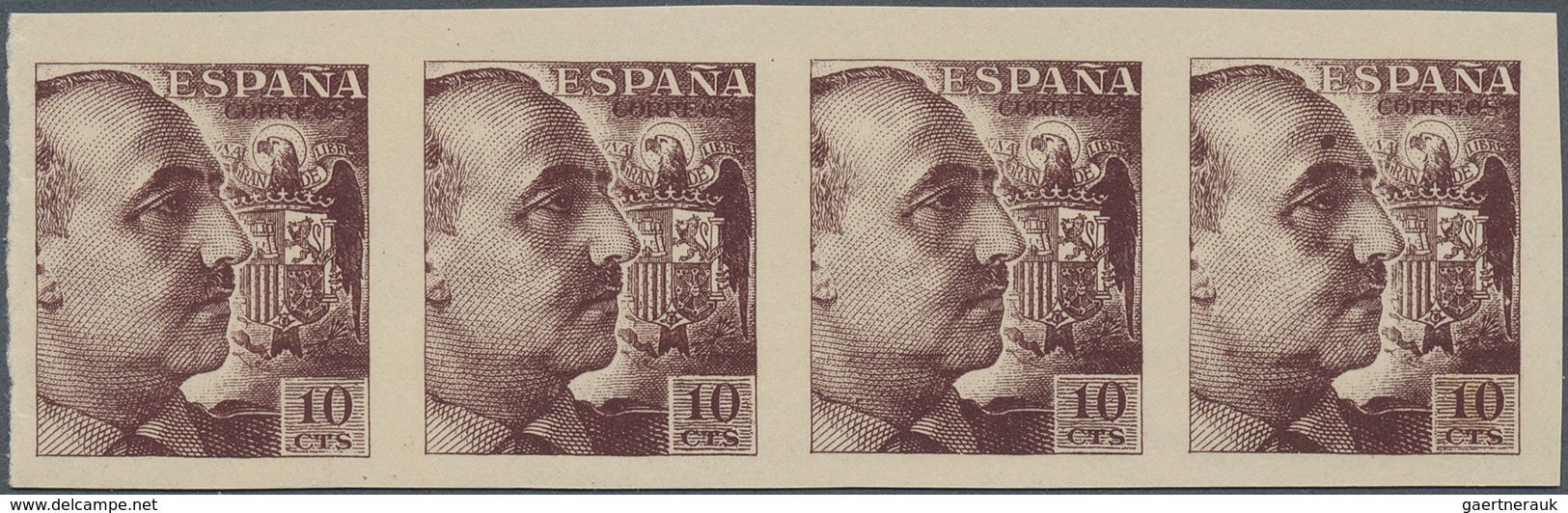 Afrika: 1939, General Franco Definitive 10c. (without Imprint) In A Lot With 19 IMPERFORATE COLOUR P - Sonstige - Afrika