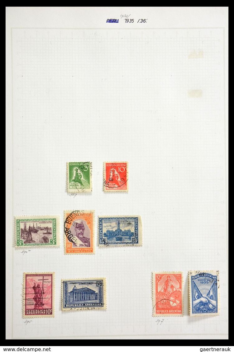 Südamerika: 1849-1975: Extensive, mostly cancelled lot South America 1849-1975 in 4 albums and 1 sto