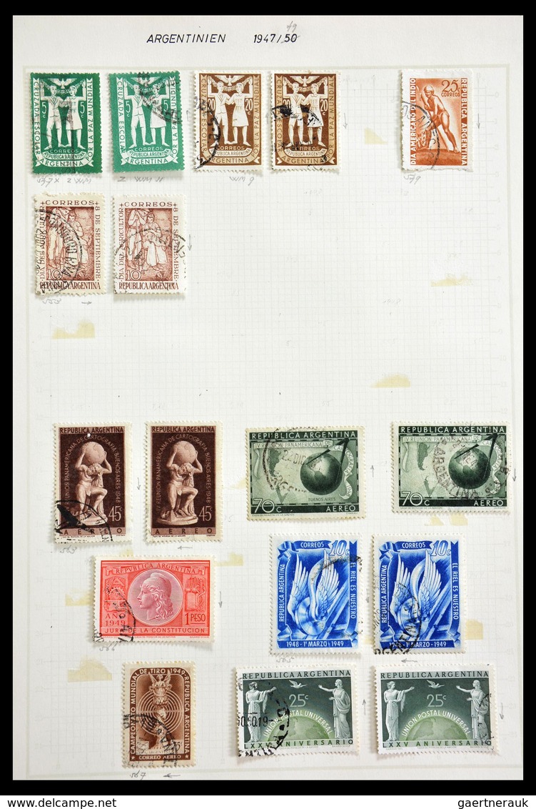 Südamerika: 1849-1975: Extensive, mostly cancelled lot South America 1849-1975 in 4 albums and 1 sto