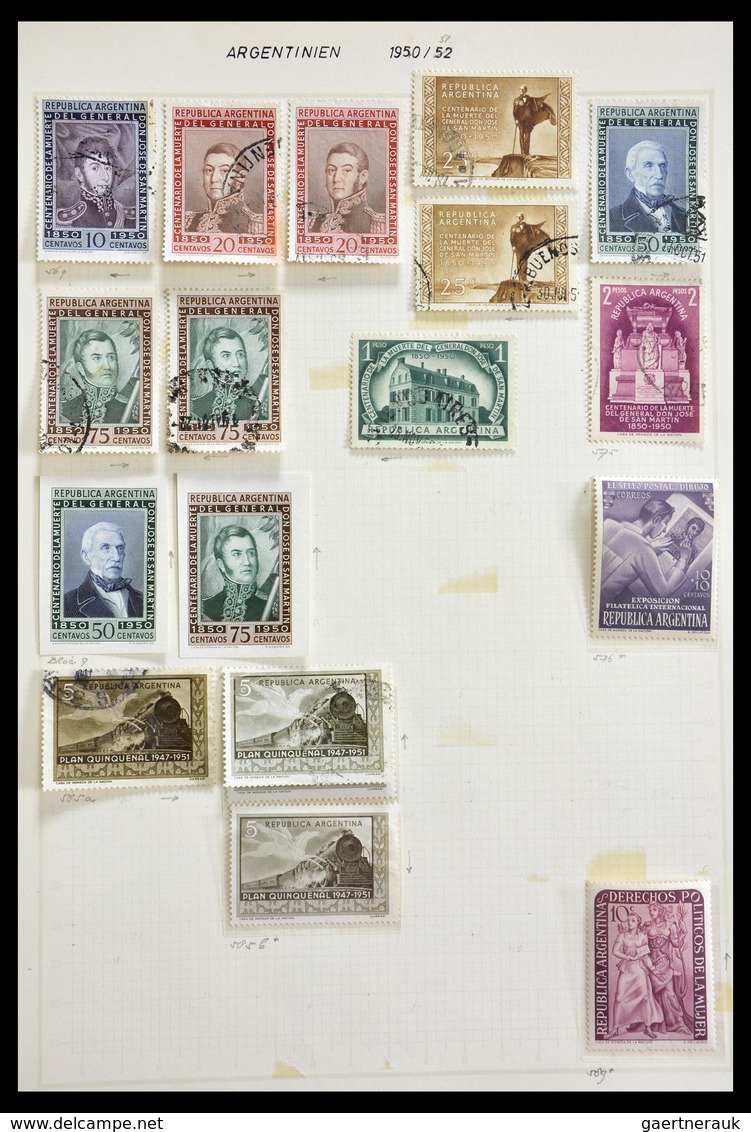 Südamerika: 1849-1975: Extensive, mostly cancelled lot South America 1849-1975 in 4 albums and 1 sto