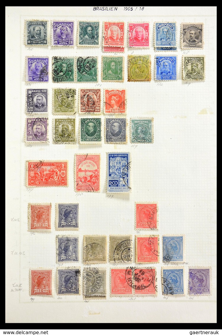 Südamerika: 1849-1975: Extensive, mostly cancelled lot South America 1849-1975 in 4 albums and 1 sto