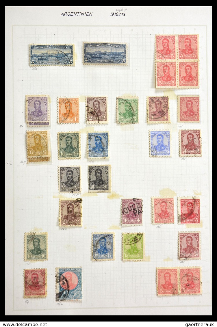 Südamerika: 1849-1975: Extensive, mostly cancelled lot South America 1849-1975 in 4 albums and 1 sto