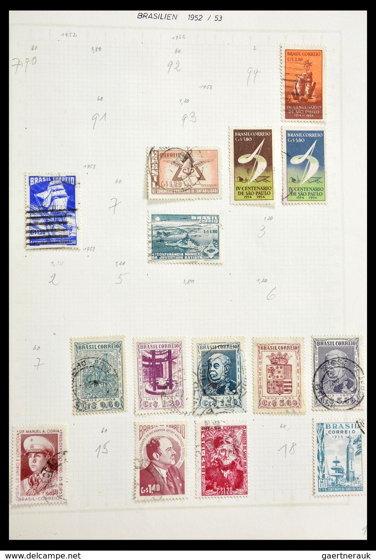Südamerika: 1849-1975: Extensive, mostly cancelled lot South America 1849-1975 in 4 albums and 1 sto