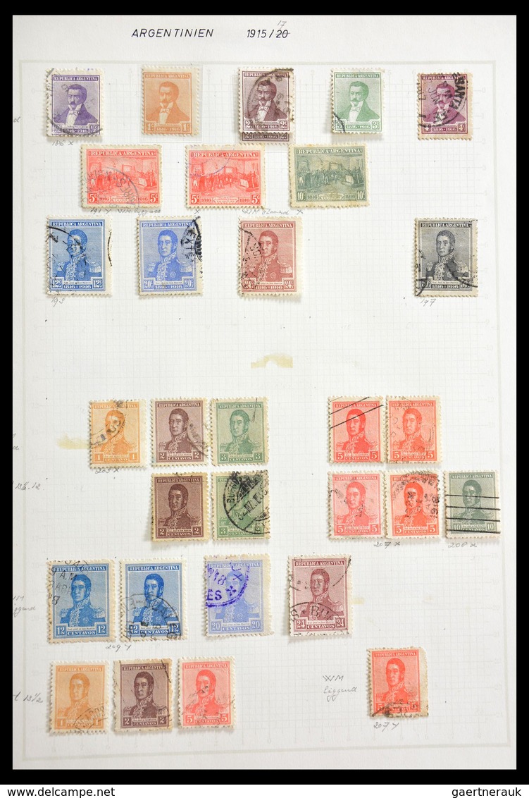 Südamerika: 1849-1975: Extensive, mostly cancelled lot South America 1849-1975 in 4 albums and 1 sto