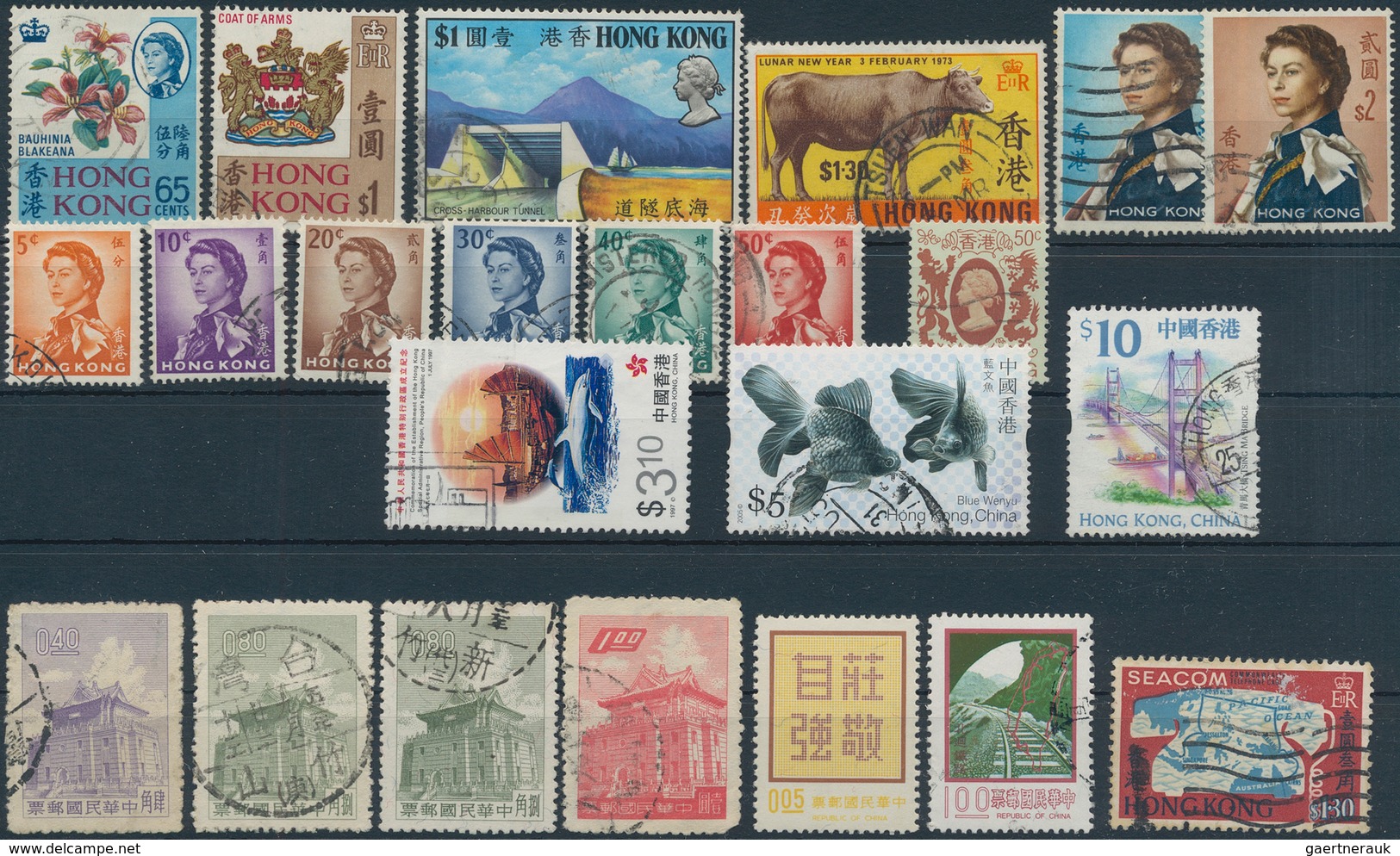 Asien: 1900/1990 (ca.), balance on stockcards, comprising China, Hongkong, Japan, Taiwan, viewing ad