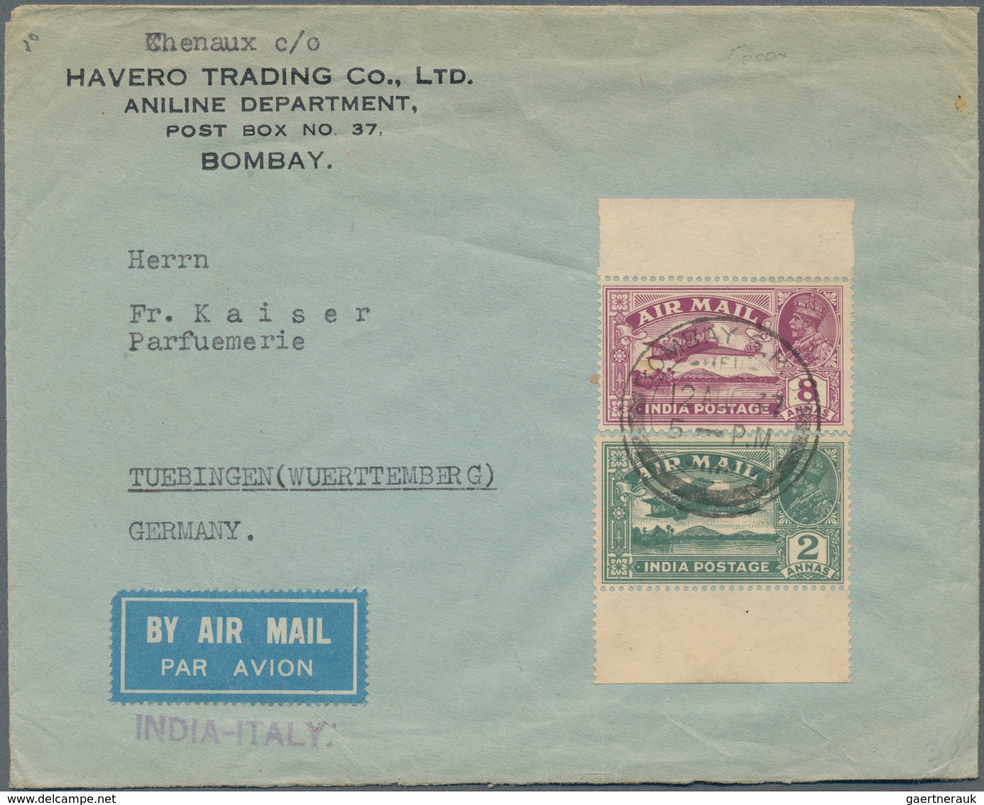 Asien: 1924/1949, Interesting Group Of 8 Covers, Comprising 1930s India Airmail Covers, 1945 Envelop - Sonstige - Asien