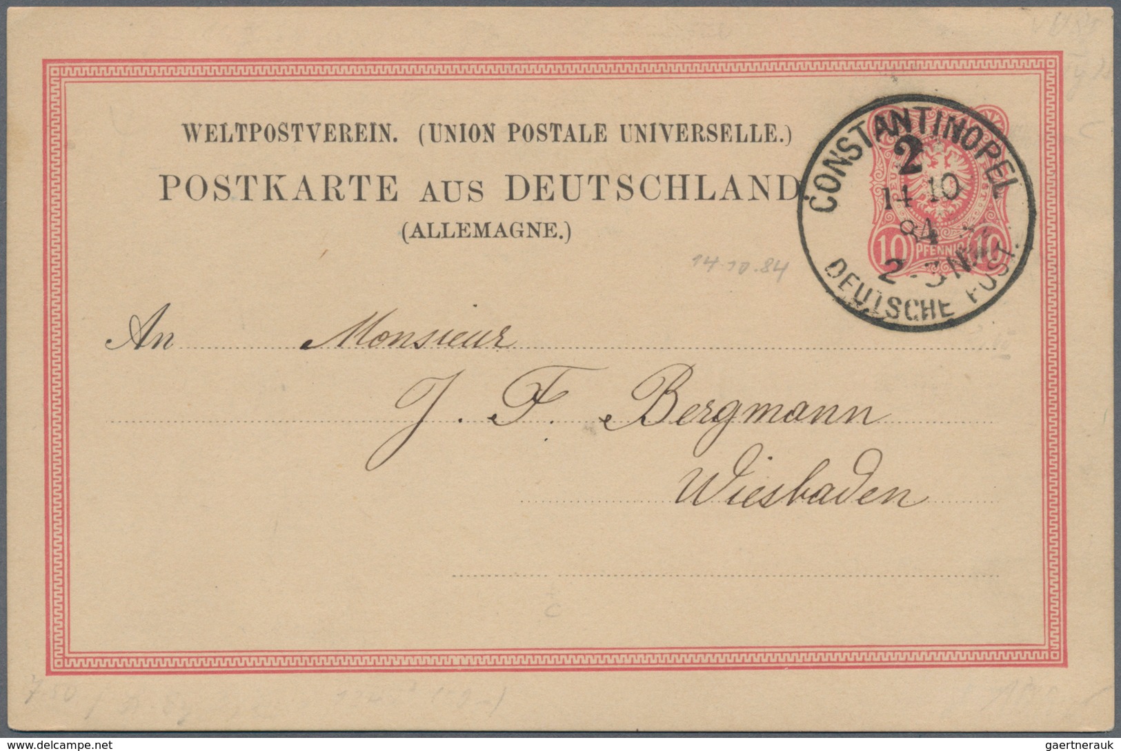 Levante / Levant: 1845/1921, Lot With 26 Covers, Card And Postal Stationery With Cancels From Foreig - Deutsche Post In Der Türkei