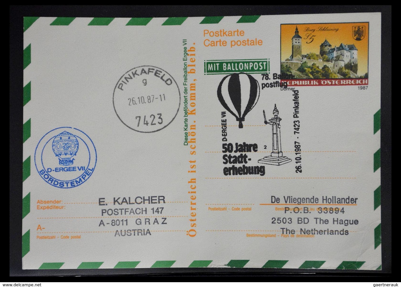 Ballonpost: 1927-2001: Nice Collection Of Over 650 Balloonpost Covers Of A.o. Netherlands, USA, Grea - Fesselballons