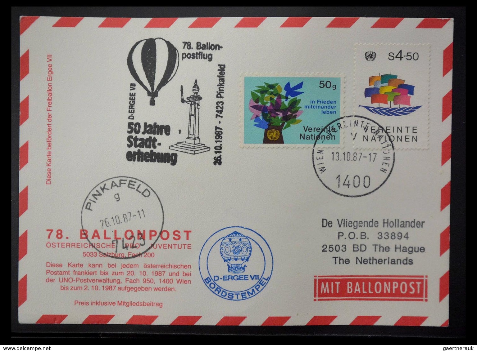 Ballonpost: 1927-2001: Nice Collection Of Over 650 Balloonpost Covers Of A.o. Netherlands, USA, Grea - Fesselballons