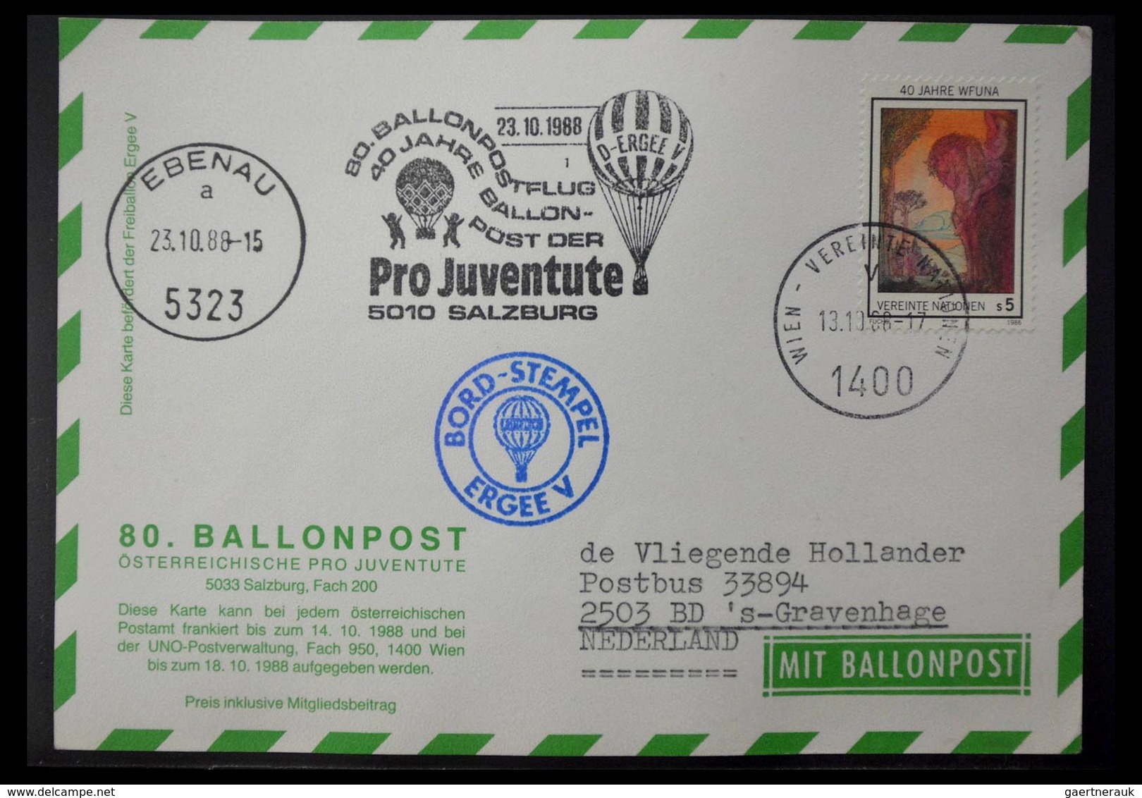 Ballonpost: 1927-2001: Nice collection of over 650 balloonpost covers of a.o. Netherlands, USA, Grea