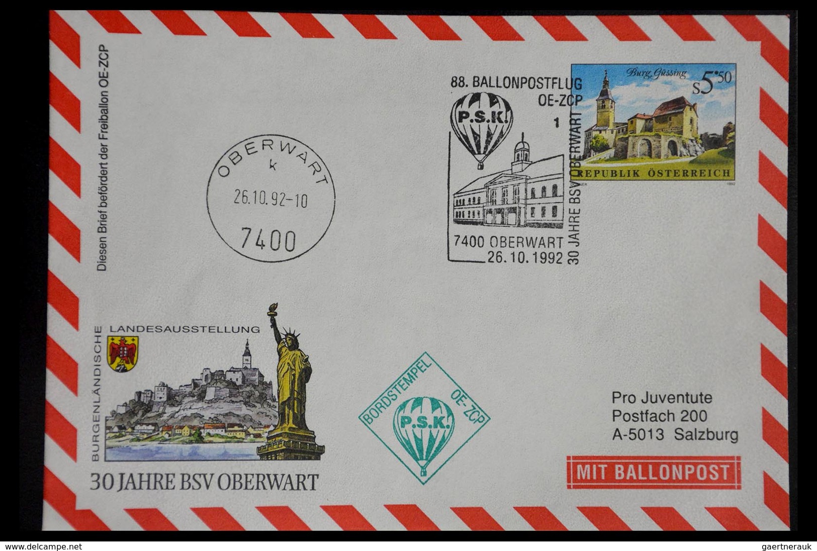 Ballonpost: 1927-2001: Nice collection of over 650 balloonpost covers of a.o. Netherlands, USA, Grea