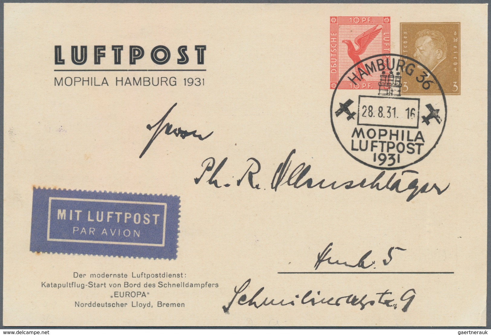 Flugpost Deutschland: 1912/1994, Partie Von 14 Briefen Und Karten, Meist Bis 50er Jahre, Dabei Dreim - Posta Aerea & Zeppelin