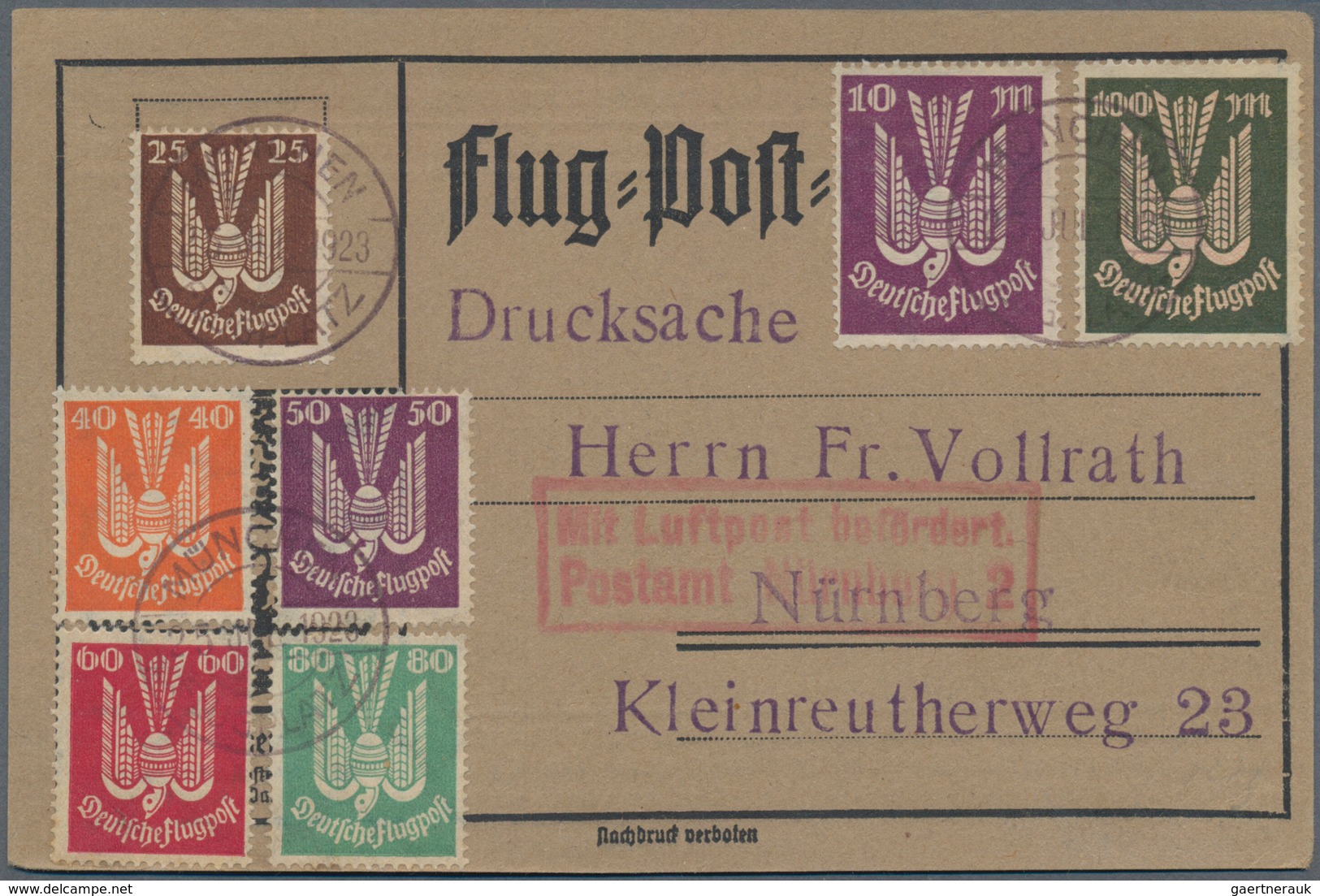 Flugpost Deutschland: 1912/1994, Partie Von 14 Briefen Und Karten, Meist Bis 50er Jahre, Dabei Dreim - Posta Aerea & Zeppelin