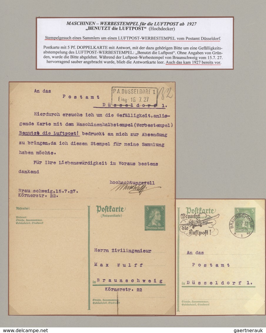 Flugpost Deutschland: 1920/1944, MASCHINEN-WERBESTEMPEL FÜR DIE LUFTPOST, Umfassende Ausstellungs-Sa - Luft- Und Zeppelinpost