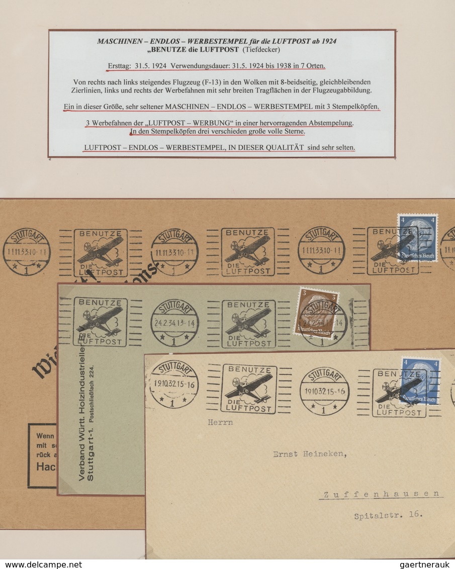 Flugpost Deutschland: 1920/1944, MASCHINEN-WERBESTEMPEL FÜR DIE LUFTPOST, Umfassende Ausstellungs-Sa - Luft- Und Zeppelinpost