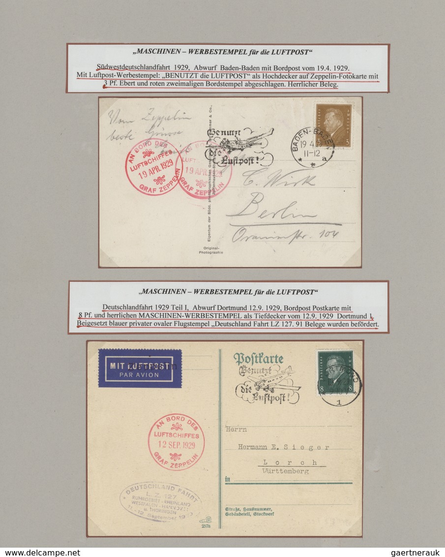 Flugpost Deutschland: 1920/1944, MASCHINEN-WERBESTEMPEL FÜR DIE LUFTPOST, umfassende Ausstellungs-Sa