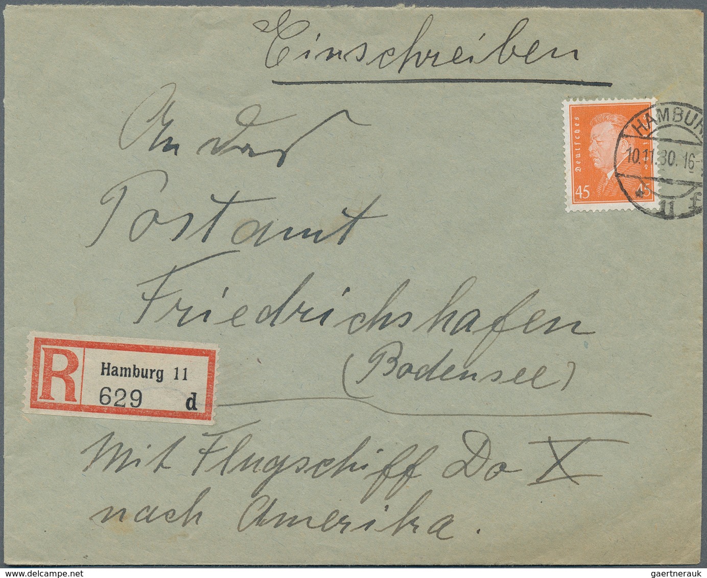 Flugpost Deutschland: 1930/31, Flugschiff DO X, Vier Belege, Dabei Karte Ab Friedrichshafen / 21.11. - Posta Aerea & Zeppelin