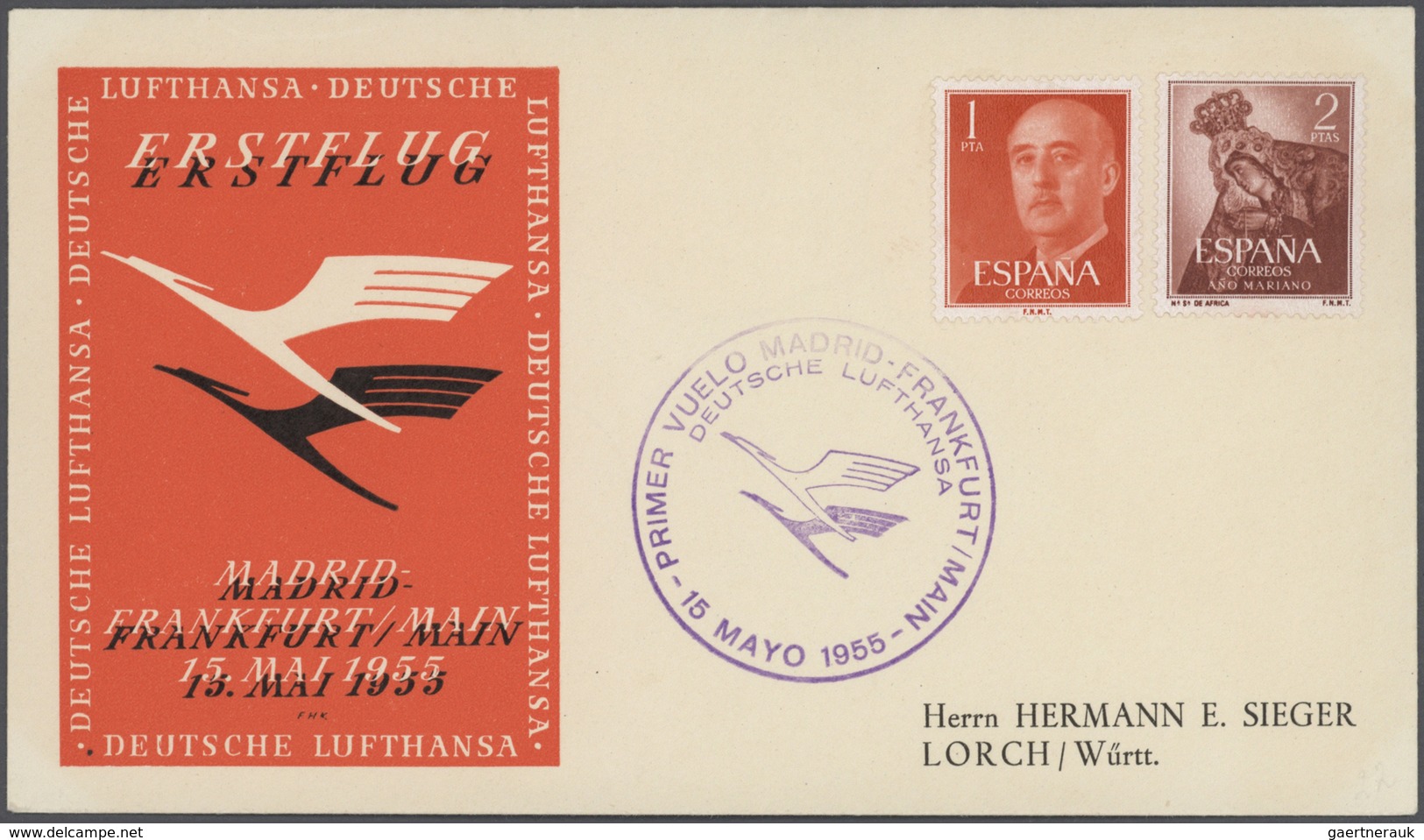 Flugpost Deutschland: 1955/1963, Lufthansa-Erstflüge, Sammlung von ca. 310 augenscheinlich nur versc