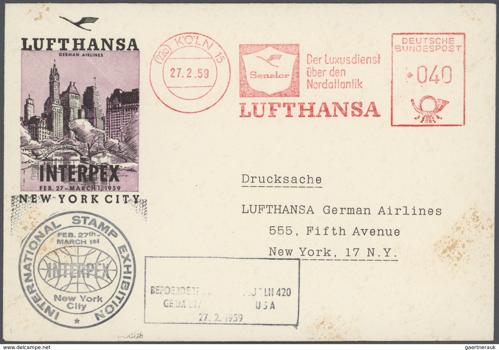 Flugpost Deutschland: 1955/1963, Lufthansa-Erstflüge, Sammlung von ca. 310 augenscheinlich nur versc