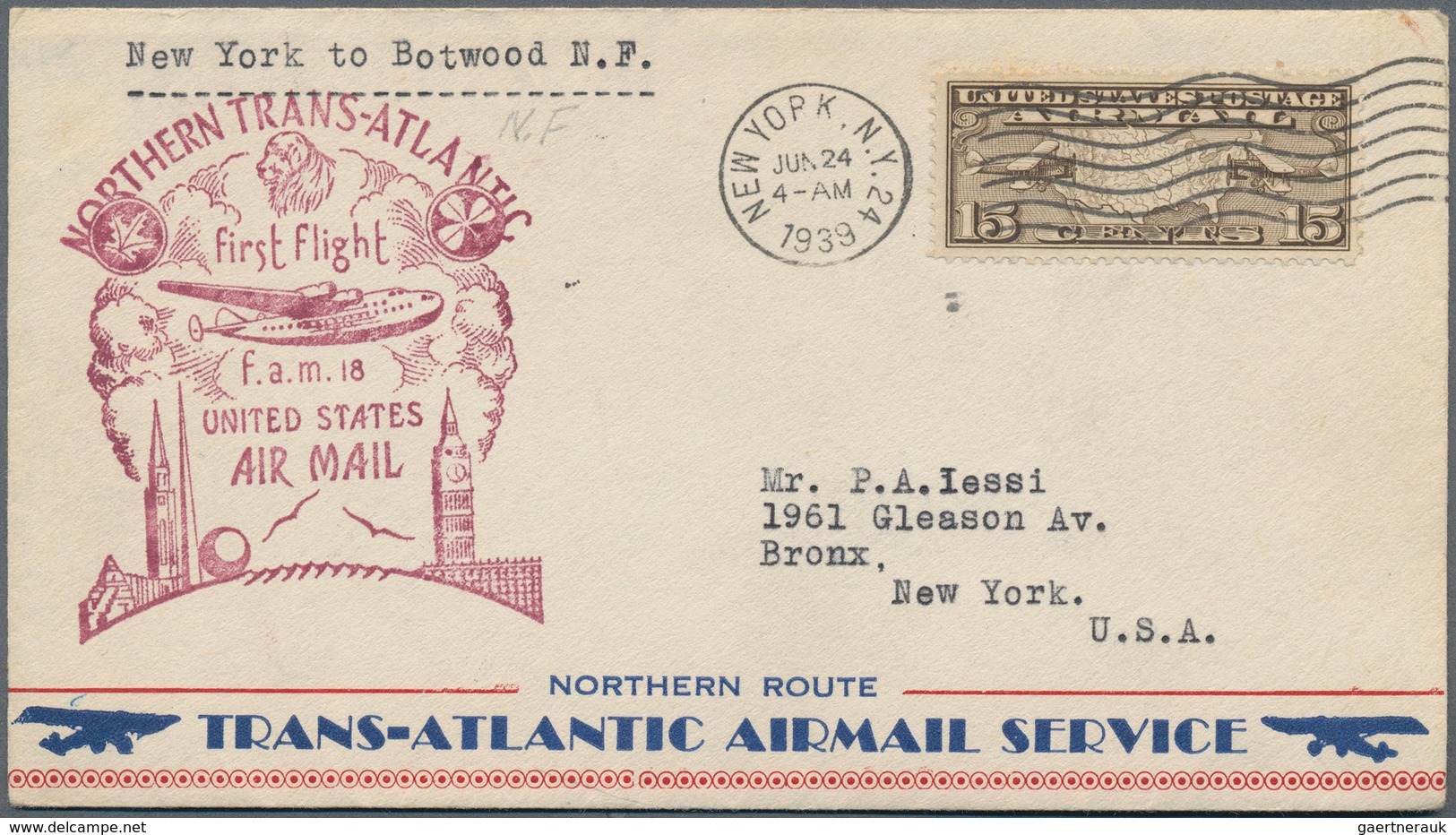 Flugpost Europa: 1939 (May To August), Air Mail Transatlantic Clipper And Imperial Airways, 61 Cover - Sonstige - Europa