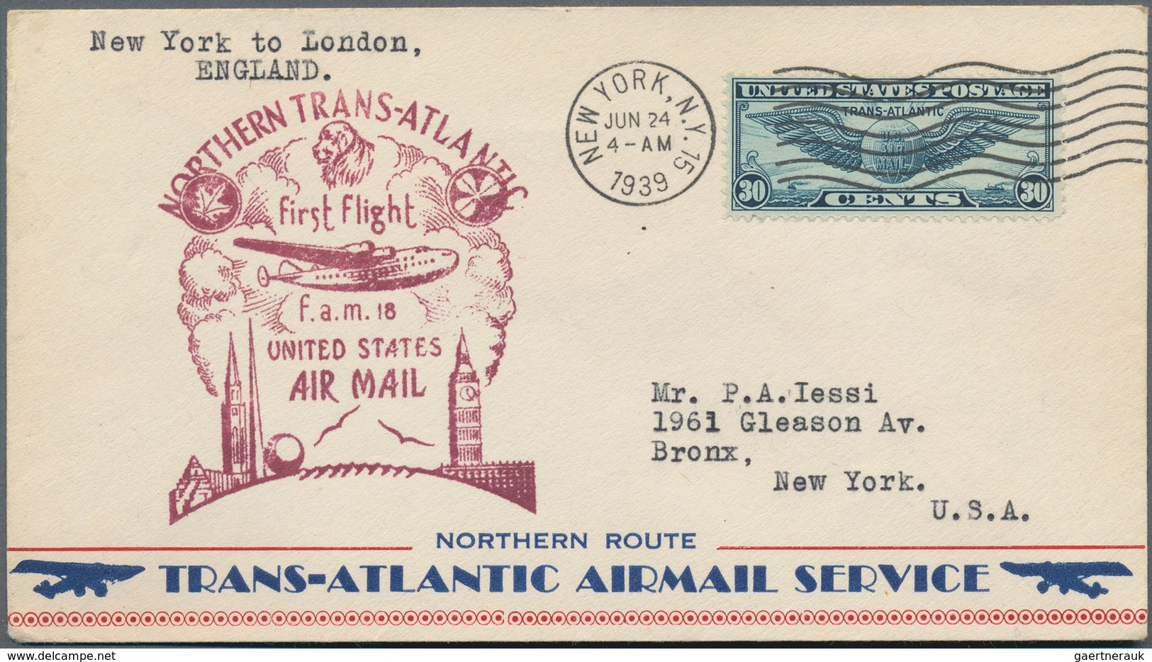 Flugpost Europa: 1939 (May To August), Air Mail Transatlantic Clipper And Imperial Airways, 61 Cover - Sonstige - Europa