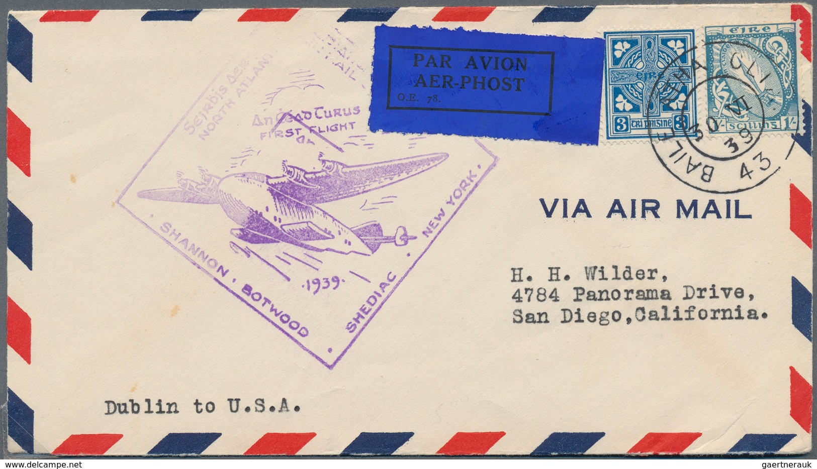 Flugpost Europa: 1939 (May to August), air mail Transatlantic Clipper and Imperial Airways, 61 cover