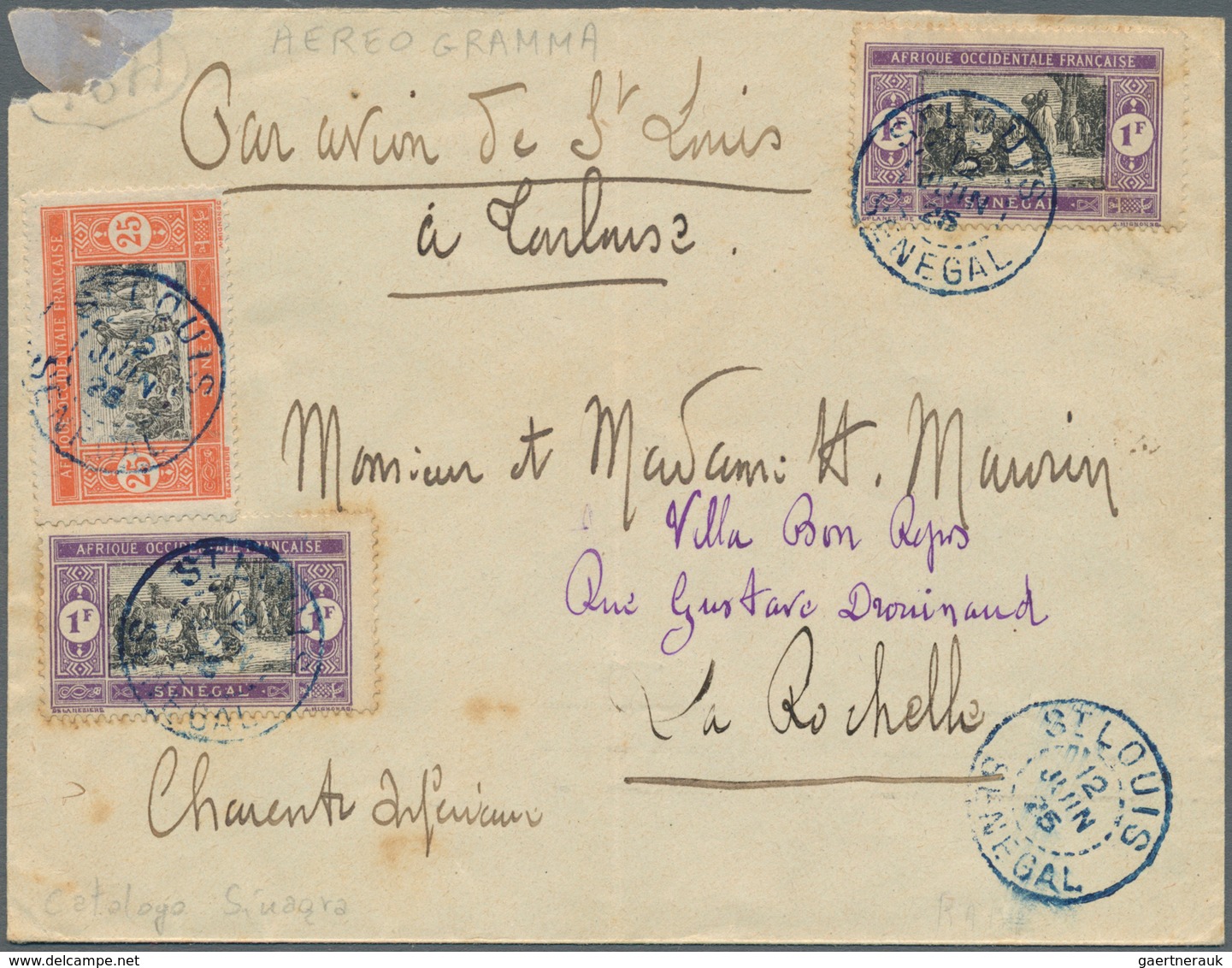 Flugpost Übersee: 1924/1937, French Colonies, Group Of Seven Airmail Covers/cards, E.g. 1925 Senegal - Sonstige & Ohne Zuordnung